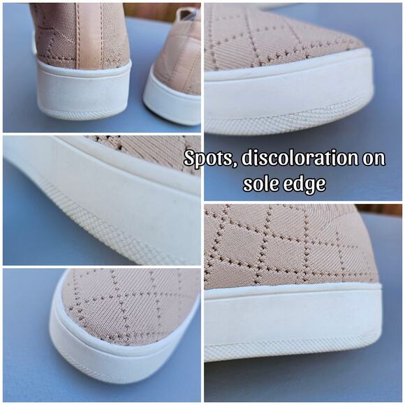 Stretch Knit Sneaker Steve Madden Bequilt Size 8.5 Pink Tan Diamond Quilted - Picture 9 of 13